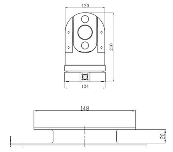 TV-151G底座安裝孔位 TV-151G底座安裝孔位