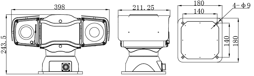 激光云臺攝像機尺寸圖 激光云臺攝像機尺寸圖
